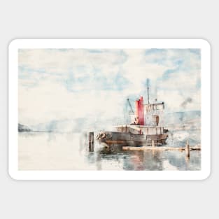 Watercolor Canadian National Tug No. 6 on Okanagan Lake Sticker